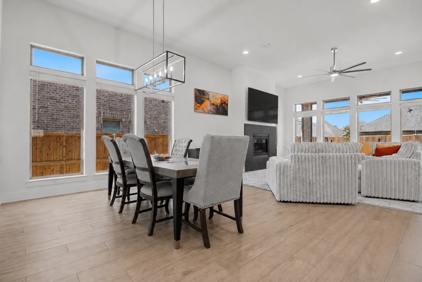 Dining area and living room