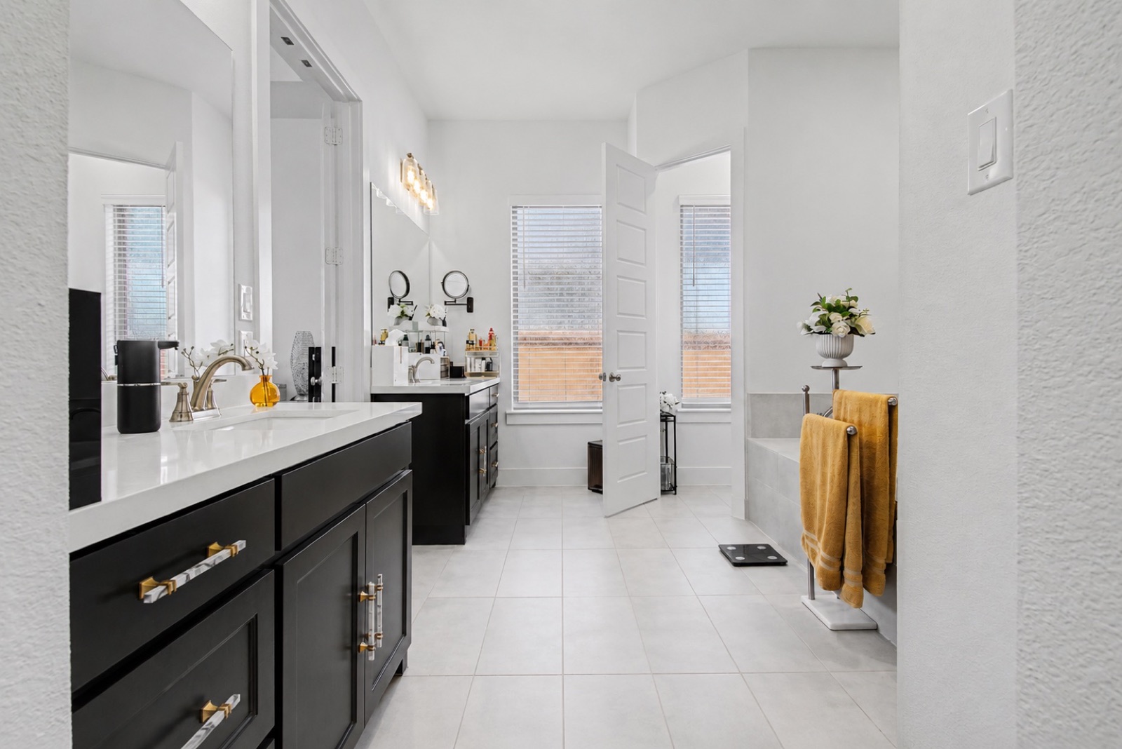 Primary bath with dual vanities