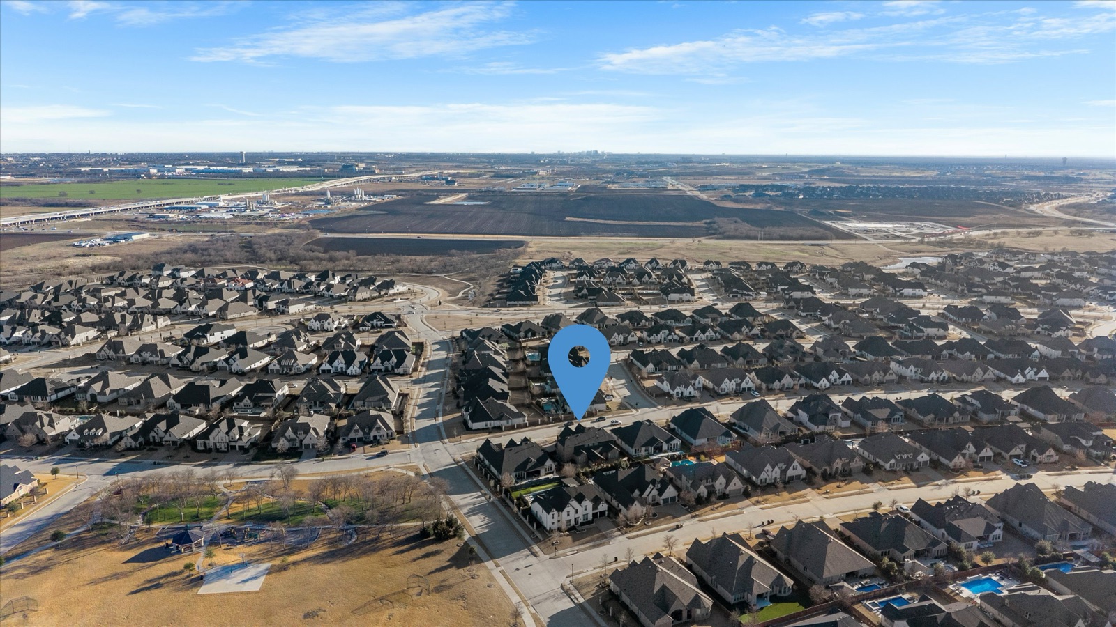 Aerial view of the neighborhood