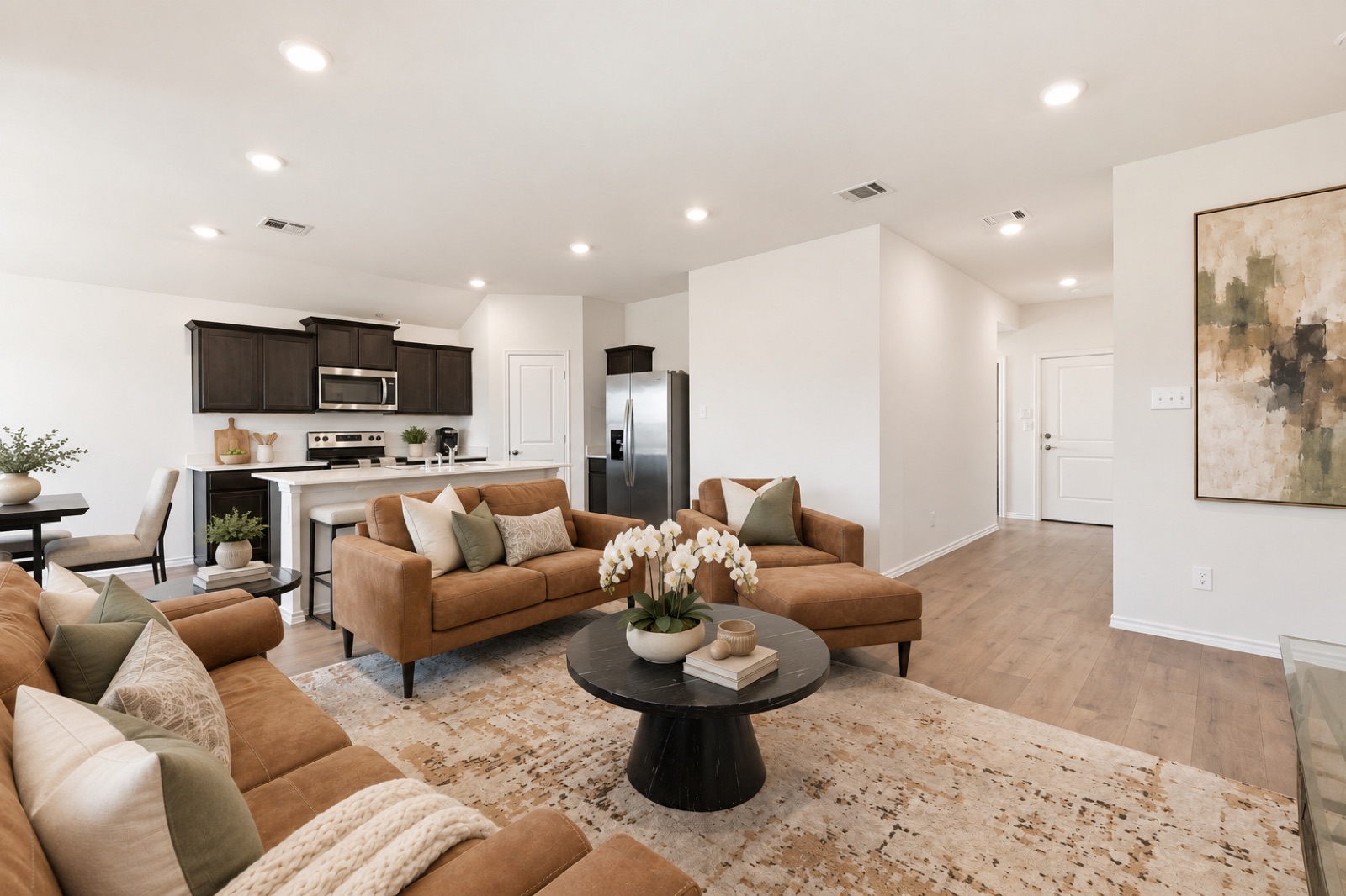 Living room and kitchen